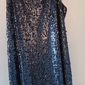 Women's pre-owned Express, sequinned, straps, mini dress, navy blue, medium.